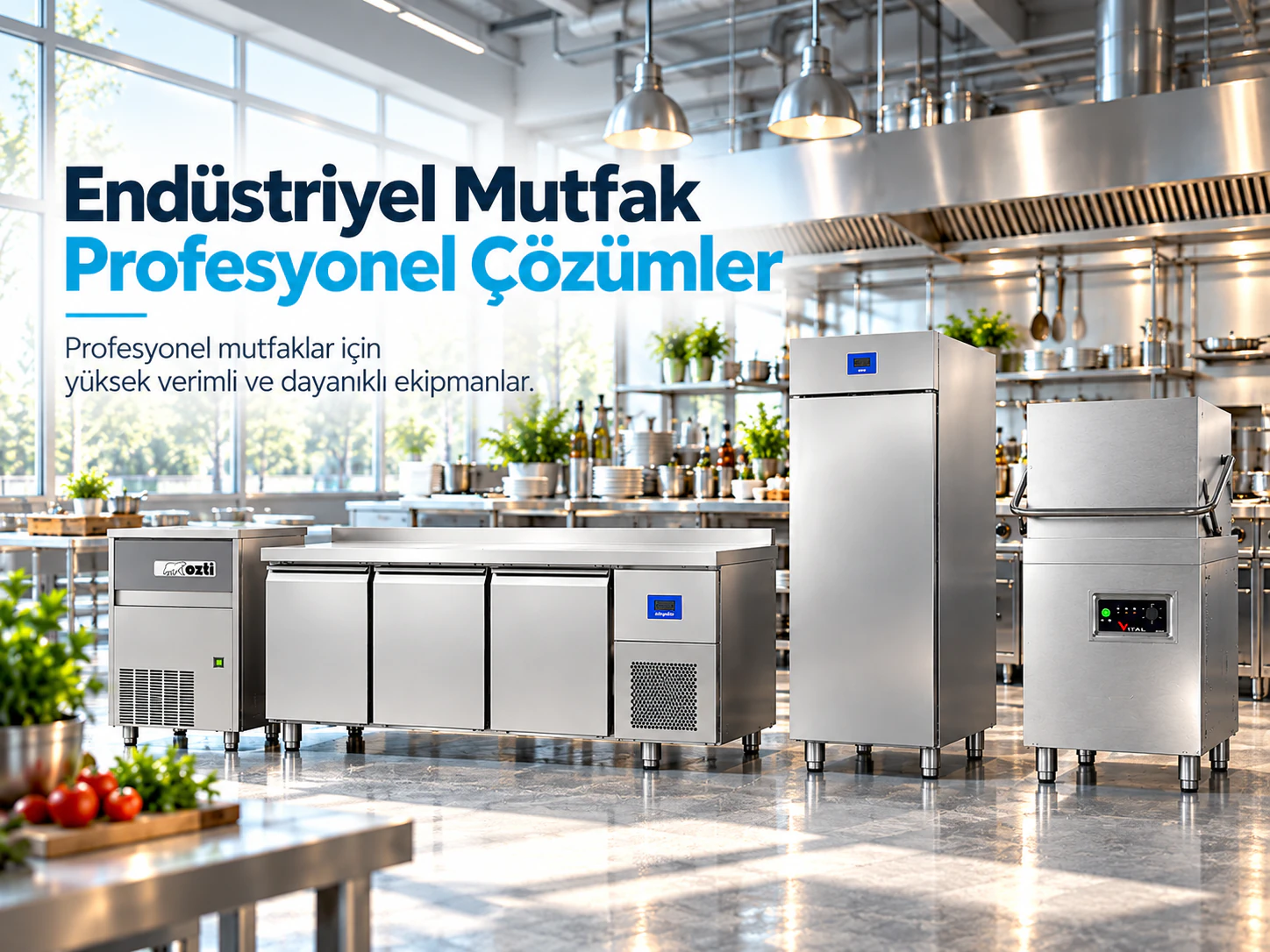 Endüstriyel mutfak için profesyonel çözümler: buz makinesi, tezgâh tipi buzdolabı, dik buzdolabı ve bulaşık makinesi